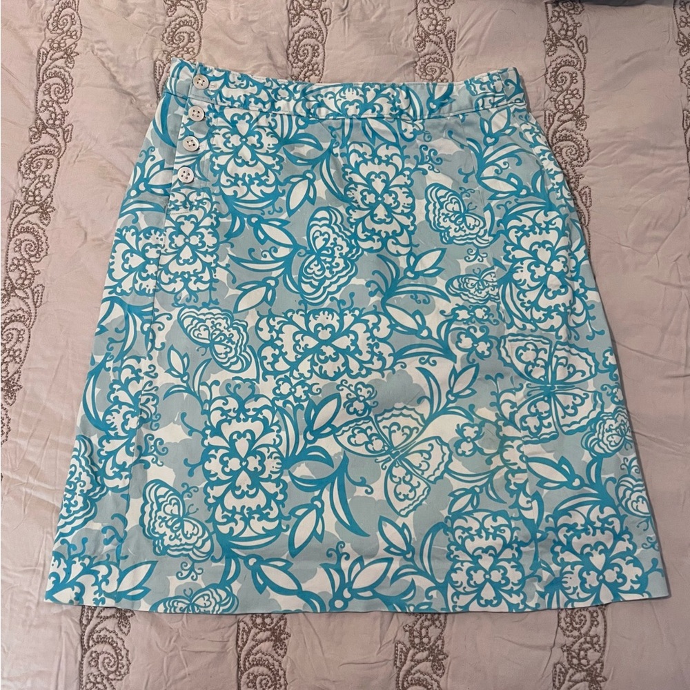 Lilly Pulitzer Blue and Pale Blue A-Line Resort Skirt